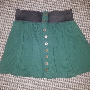 Dark green button skirt